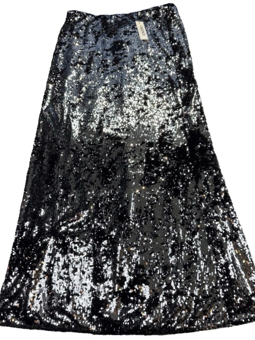 L’Agence Zeta Sequin Maxi Skirt sz 14 Silver Black - Picture 5 of 12